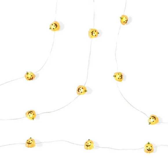 20 LED String Lights Pumpkin Face - Orange