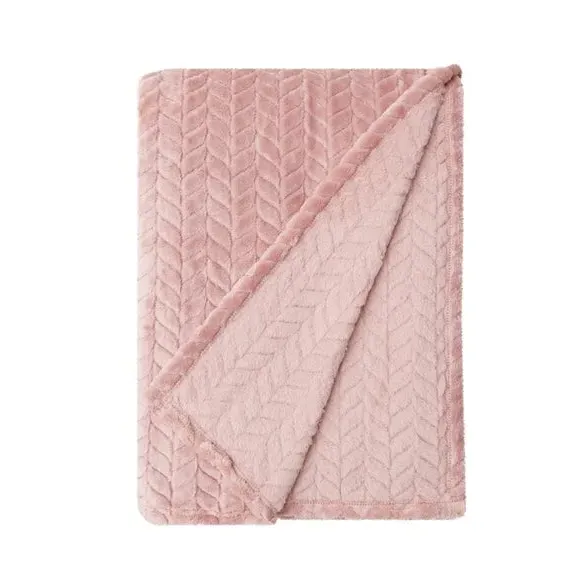 200cm Throw Blanket with Shaggy Texture - Rose