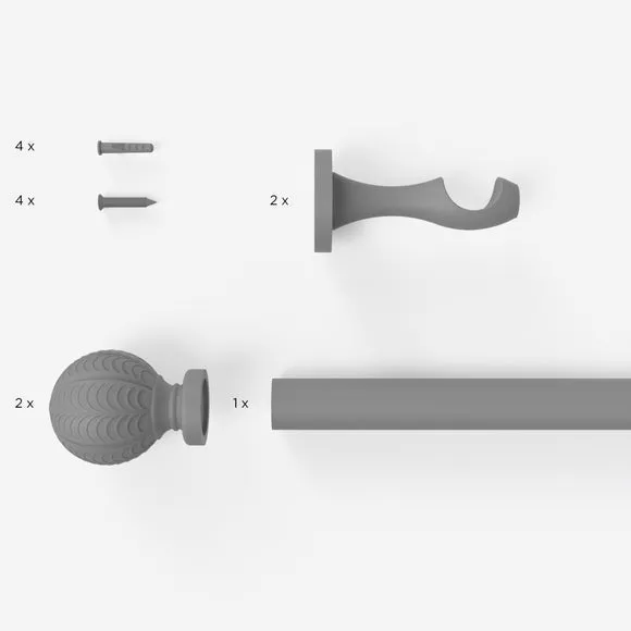 28mm Curtain Pole with Rings - Light Oak, Wood