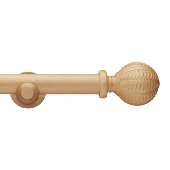 28mm Curtain Pole with Rings - Light Oak, Wood