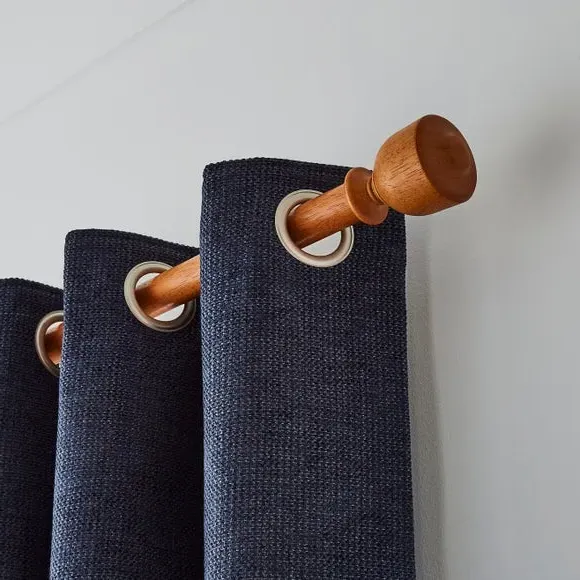 28mm Curtain Pole with Urn Finial - Dark Oak, Wood