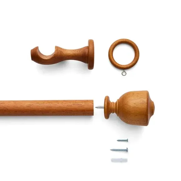 28mm Curtain Pole with Urn Finial - Dark Oak, Wood