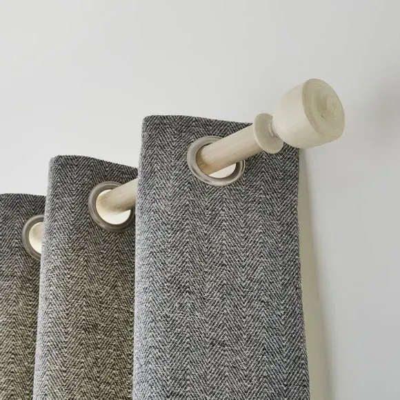 28mm Curtain Pole with Urn Finial - Grey Oak, Wood