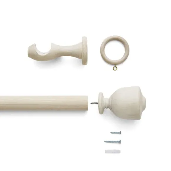 28mm Curtain Pole with Urn Finial - Grey, Wood