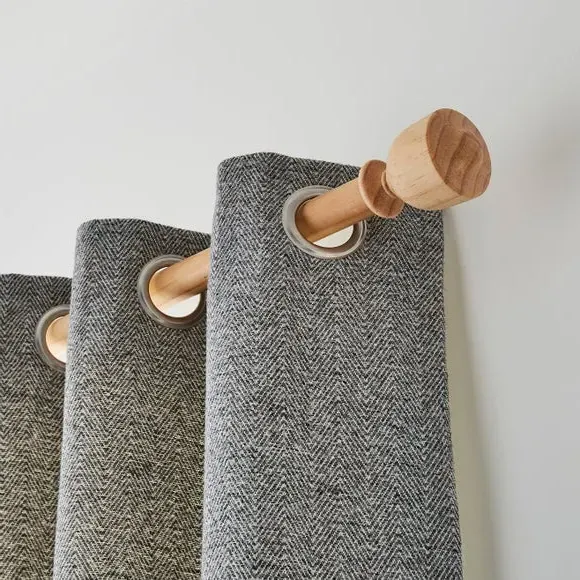 28mm Curtain Pole with Urn Finial - Light Oak, Wood