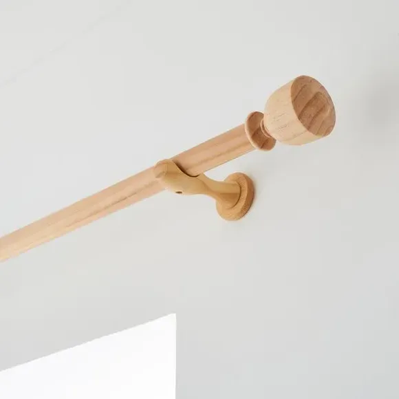 28mm Curtain Pole with Urn Finial - Light Oak, Wood