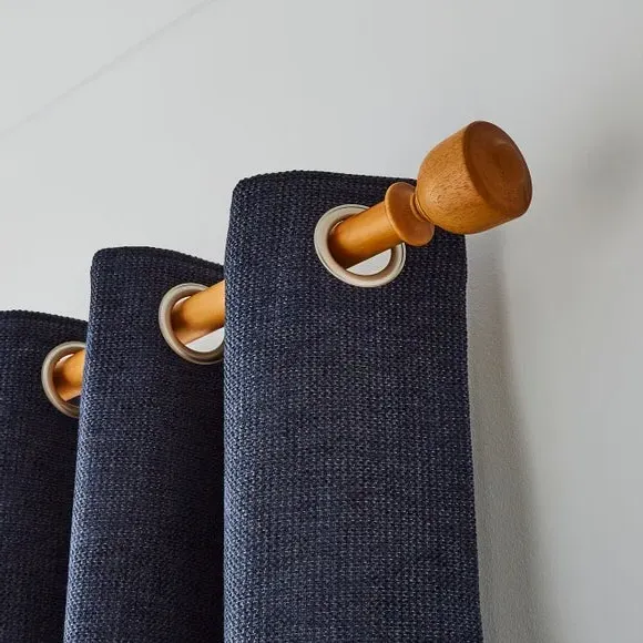 28mm Curtain Pole with Urn Finial - Oak, Wood