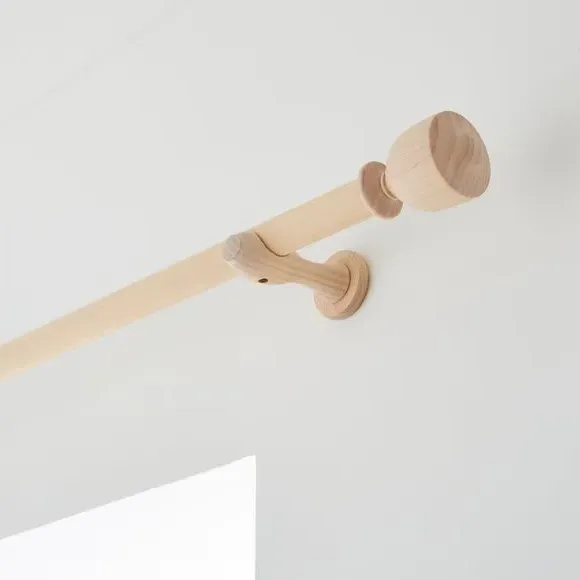 28mm Curtain Pole with Urn Finial - Whitewash, Wood