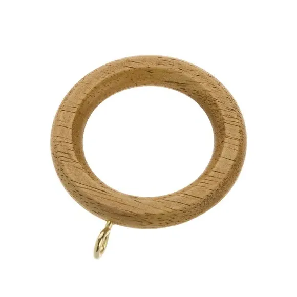 28mm Curtain Rings with Eyelet - Light Oak, Wood