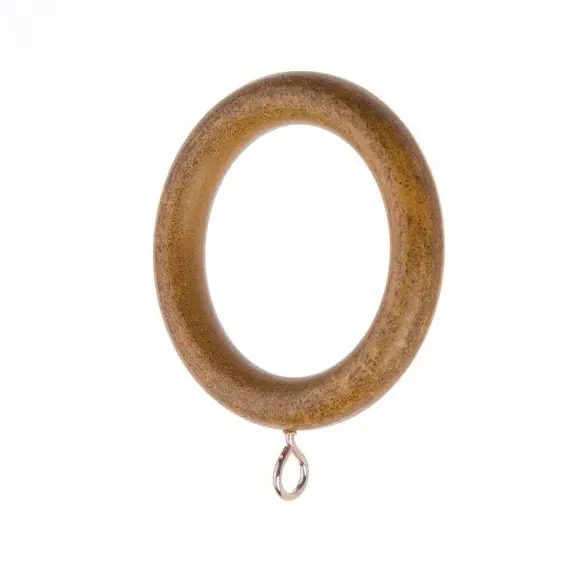 28mm Curtain Rings with Eyelet - Oak, Wood