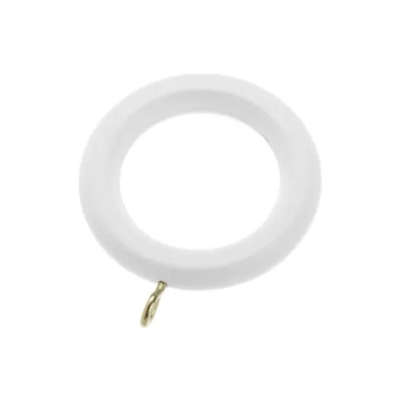 28mm Curtain Rings with Eyelet - White, Wood