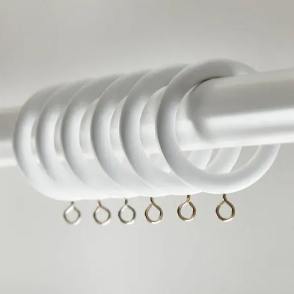 28mm Curtain Rings with Eyelet - White, Wood