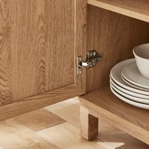 3-Door Sideboard with Chevron Design - Oak Effect