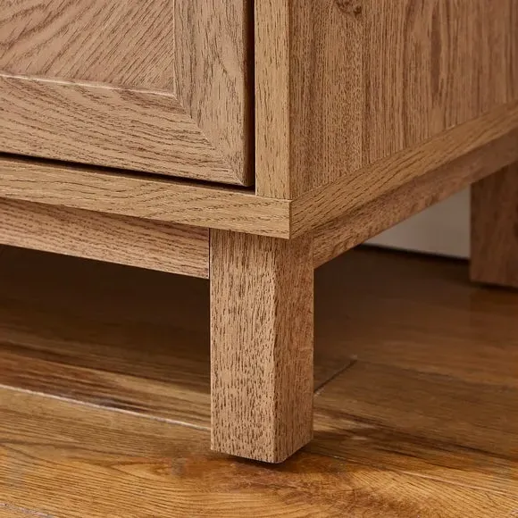 3-Door Sideboard with Chevron Design - Oak Effect