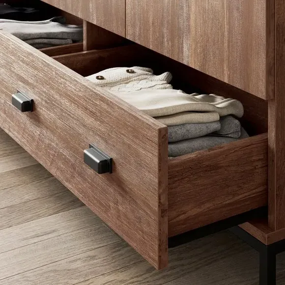 3-Door Wardrobe with Drawers - Pine, Oak Effect