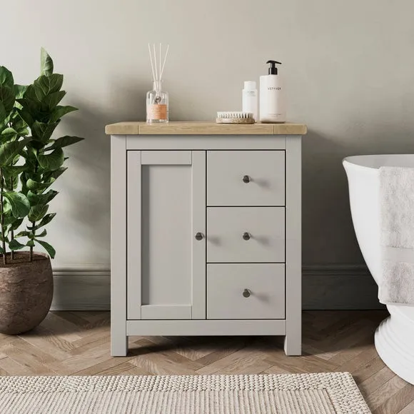 3-Drawer Bathroom Cabinet - Stone, Oak Effect image