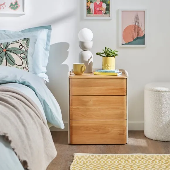 3-Drawer Bedside Table - Oak Effect image