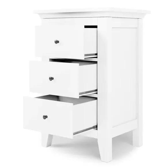 3-Drawer Bedside Table - White
