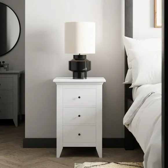 3-Drawer Bedside Table - White image