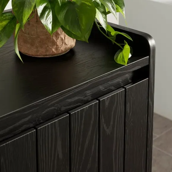 3-Drawer Cabinet - Black, Mango Wood Effect