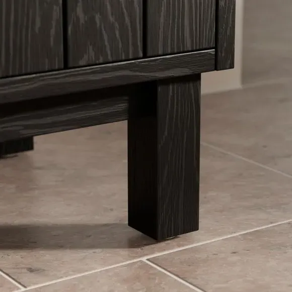 3-Drawer Cabinet - Black, Mango Wood Effect