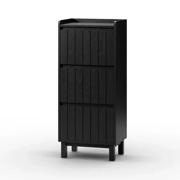 3-Drawer Cabinet - Black, Mango Wood Effect