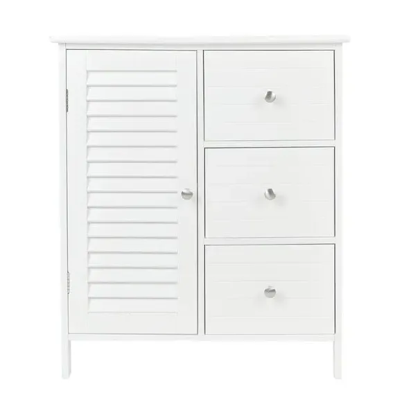 3-Drawer Cabinet Unit with Shelf - White, MDF