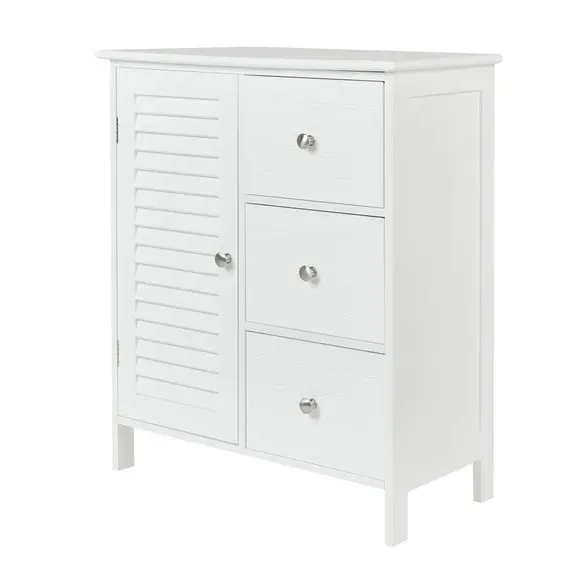 3-Drawer Cabinet Unit with Shelf - White, MDF