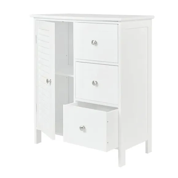 3-Drawer Cabinet Unit with Shelf - White, MDF