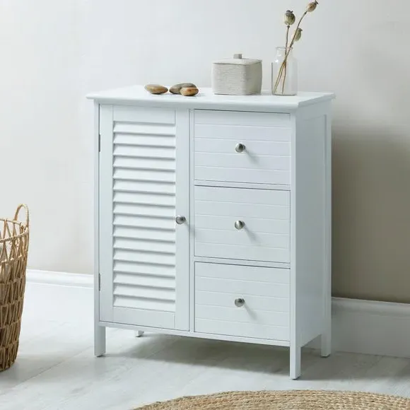 3-Drawer Cabinet Unit with Shelf - White, MDF