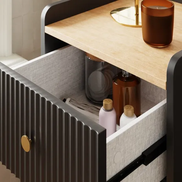 3-Drawer Cabinet with Gold Handles - Black