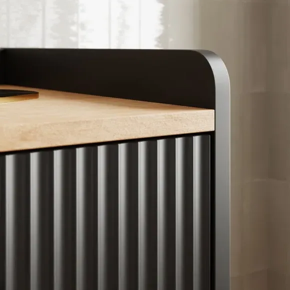 3-Drawer Cabinet with Gold Handles - Black