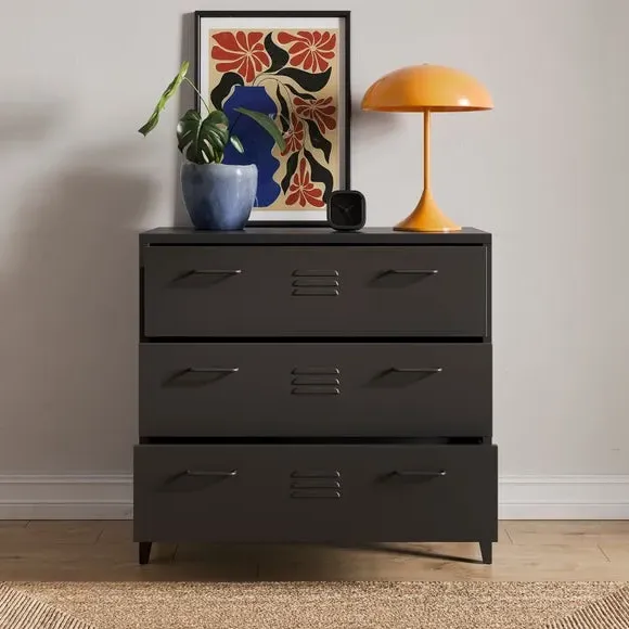 3-Drawer Chest with Adjustable Legs - Black, Metal