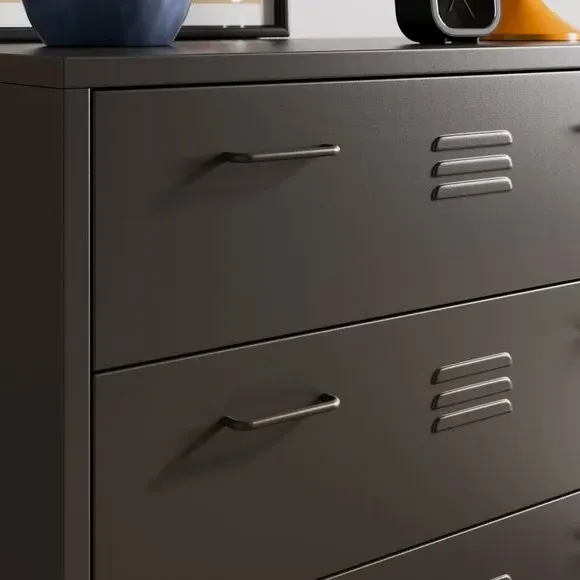 3-Drawer Chest with Adjustable Legs - Black, Metal