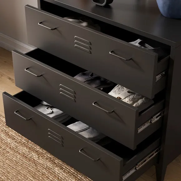 3-Drawer Chest with Adjustable Legs - Black, Metal