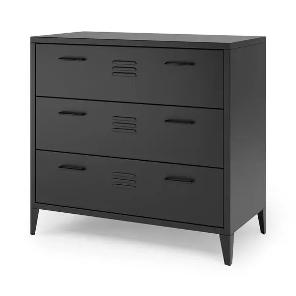 3-Drawer Chest with Adjustable Legs - Black, Metal