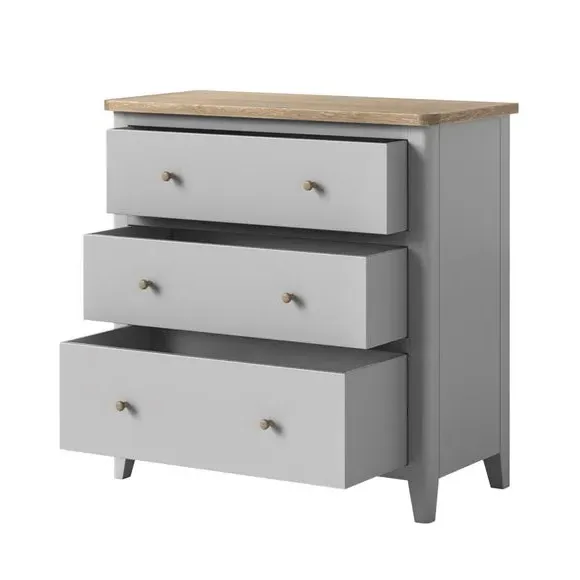 3-Drawer Chest with Handles - Grey, Pine