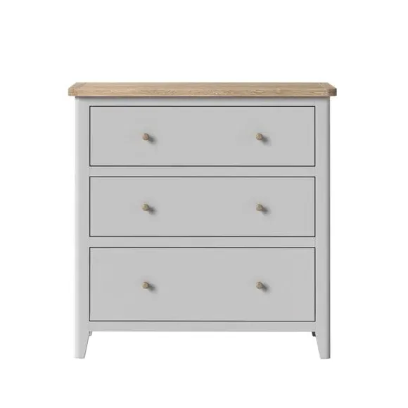 3-Drawer Chest with Handles - Grey, Pine
