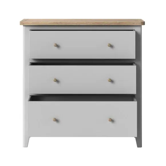 3-Drawer Chest with Handles - Grey, Pine