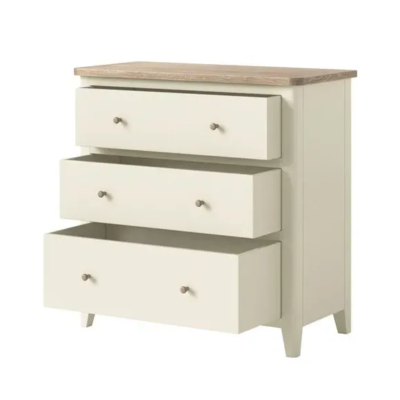 3-Drawer Chest with Handles - Ivory, Pine