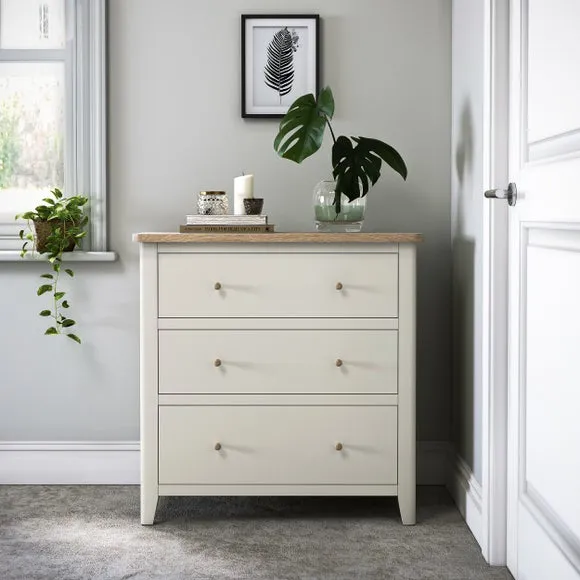 3-Drawer Chest with Handles - Ivory, Pine