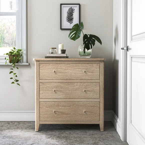 3-Drawer Chest with Handles - Oak, Pine