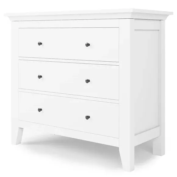 3-Drawer Chest with Metal Handles - White