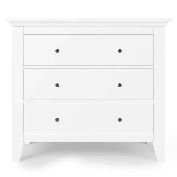 3-Drawer Chest with Metal Handles - White