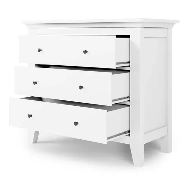 3-Drawer Chest with Metal Handles - White