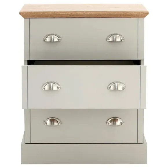 3-Drawer Chest with Oak Top - Grey, Wood