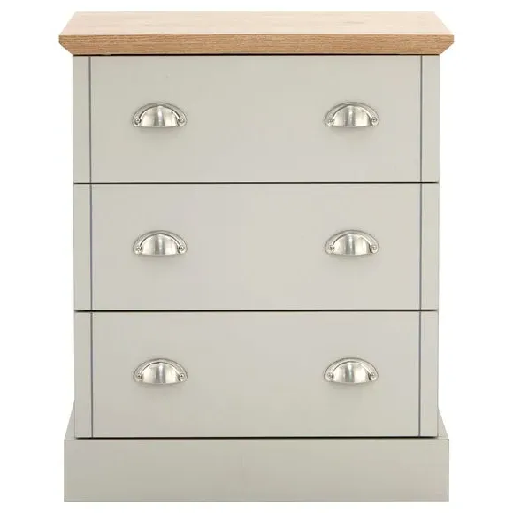 3-Drawer Chest with Oak Top - Grey, Wood
