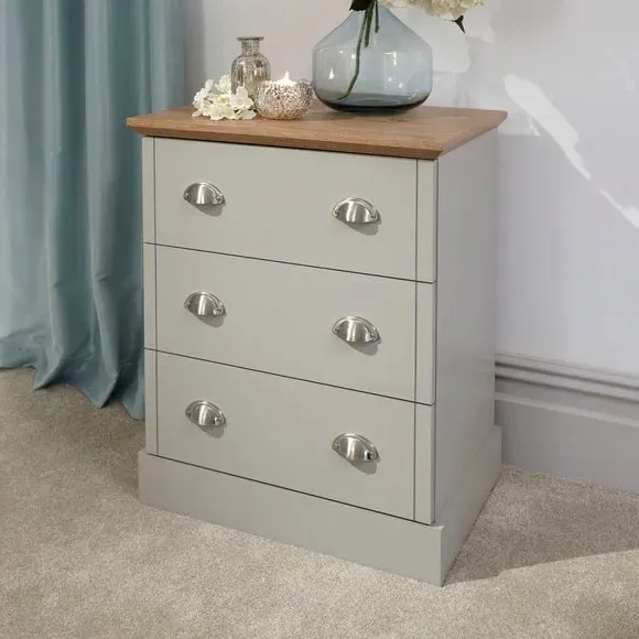 3-Drawer Chest with Oak Top - Grey, Wood image