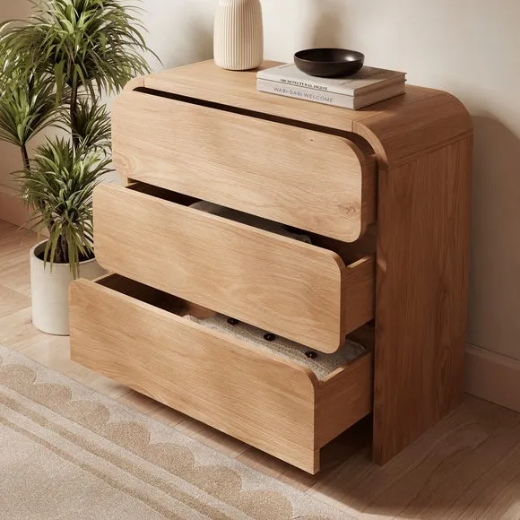 3-Drawer Chest with Storage - Light Oak, Wood