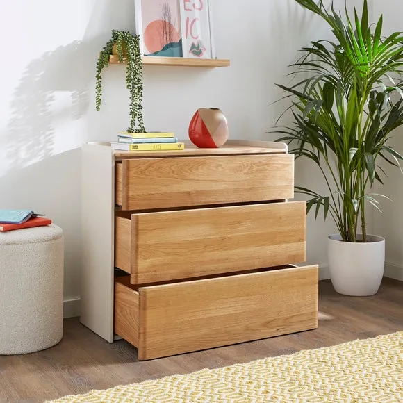 3-Drawer Chest with Storage - Oak Effect